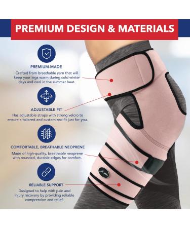 Doctor Developed Hip Support Brace for Piriformis Syndrome & Sciatica Pain Relief - Thigh Compression Sleeve for Hamstring Support - Hip Brace for Women & Men - Includes Doctor Handbook - L/XL Pink - Buy Online on GoSupps.com