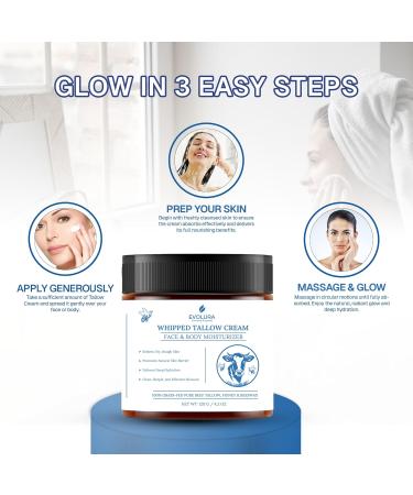 EVOLURA Grass-Fed Beef Tallow Honey Balm Whipped Moisturizer with Honey Shea Butter & Vitamin E Facial Moisturizer & Body Lotion for Dry and Sensitive Skin 4.2oz - Buy Online on GoSupps.com