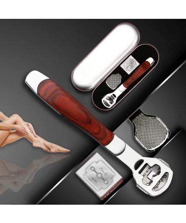 Eproicks stainless steel cornea corneal remover for feet for foot care removal of dead skin cornea stainless steel cornea remover wooden handle with 10 blades