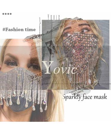 Sparkly Rhinestone Mesh Mask - Elegant Face Cover for Women & Girls | Perfect for Masquerades Parties & Raves - Buy Online on GoSupps.com