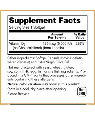 Baar Vitamin D-3 Softgels 5 000 IU 120 Softgels - Buy Online on GoSupps.com