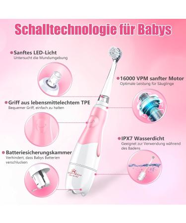 Buy Electric Toothbrush for Kids - Sonic Toddler Toothbrush with LED Light & Timer (1-3 Years Pink) | Safe & Effective Children's Oral Care - Buy Online on GoSupps.com