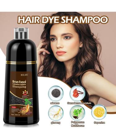  BLSFXROE Black Hair Dye Shampoo 3 in 1 Instant Black Hair Dye Shampoo for Men and Women 500ml Brown - Buy Online on GoSupps.com