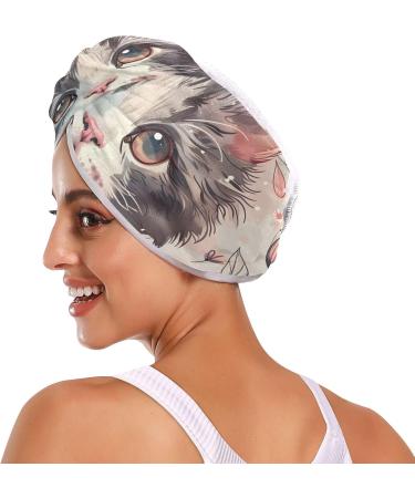 Super Absorbent Cat Flower Hair Towel 2 Pack - Quick Drying Hair Turbans for Women & Girls - Buy Online on GoSupps.com