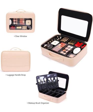 ROWNYEON Large Clear Makeup Organizer Bag with Divider - Pink | Eva Waterproof TPU, Travel-Friendly Cosmetic Case - Buy Online on GoSupps.com