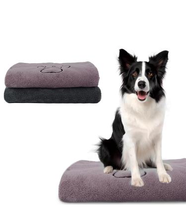 Kinhwa super absorbent pet towel microfiber dog bath towel for dogs and cats 50cm x 90cm gray violet 2 pack 50*90cm gray + violet