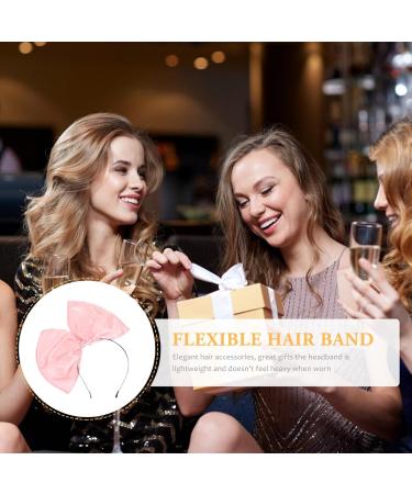 Minkissy Huge Bow Headband Candy Colored Hair Hoop Party Props Lovely Large Bowknot Hairband Party Props for Woman Girl(Pink) - Buy Online on GoSupps.com