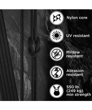 TECEUM Paracord 550 lb - 100 ft Black - Tactical Parachute Cord Type III for Crafting, Camping & Survival - 40 Colors - Strong Military Grade Rope - Buy Online on GoSupps.com