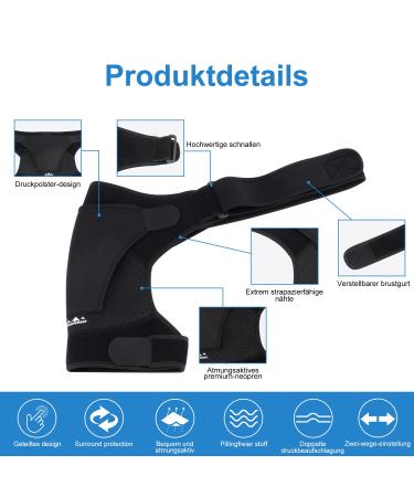 Supegear Adjustable Shoulder Support Bandage - Compression Cuff & Hot/Cold Pack for Rotator Cuff Stability - Arm Immobilizer Wrap for Men & Women (Black) - Buy Online on GoSupps.com