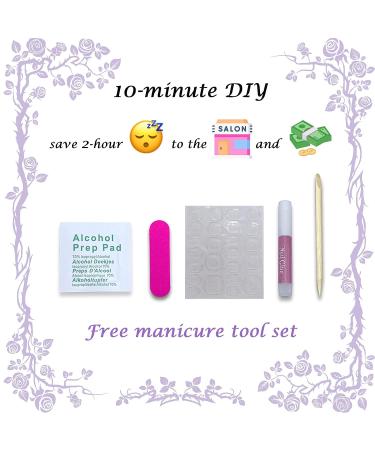 Spring Floral Camellia Short Round Press On Nails - 28 PCS with Glue | Glossy Orange False Nails - Buy Online on GoSupps.com