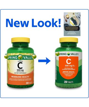 250 Count Vitamin C 500mg with Rose HIPS Tablets Dietary Supplement Antioxidant Protection 250 Tablets + Vitamin Guide Included - Buy Online on GoSupps.com