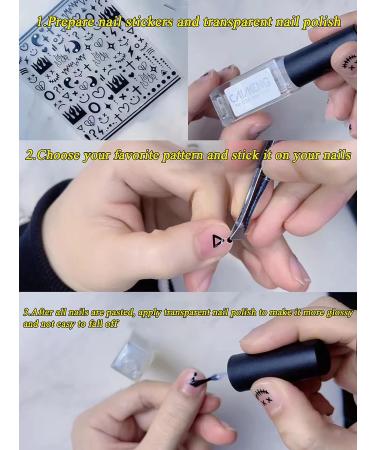 6 Sheet Smiley Face Nail Art Stickers | Black Red Flame Heart 3D Self-Adhesive Decals for Acrylic Nails | Stars, Symbols, Line Designs | Nail Decoration for Women, Men, Girls - Buy Online on GoSupps.com