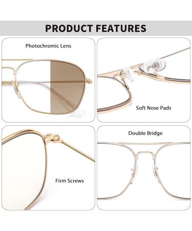 JM Plane Blue Light Blocking Glasses | Anti-Glare Computer Eyewear for Men & Women | Stylish Gold Frame & Brown Lens - Buy Online on GoSupps.com