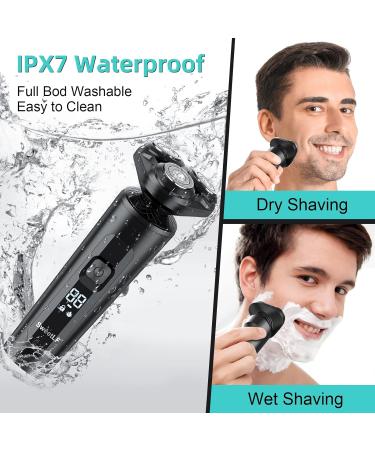 SweetLF Men's Electric Razor - Wet & Dry Cordless Rechargeable Rotary Shaver with Sideburns Trimmer IPX7 Waterproof LED Display Ultra-Lightweight for Travel Ergonomic Grip Blue - Buy Online on GoSupps.com
