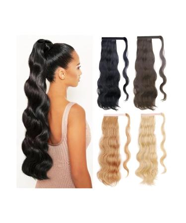 Ponytail Extension Body Wave Ponytail Extensions 24 Inch Wrap Around Ponytails Clip in Wave Heat Resistant Synthetic Ponytail Hair Piece for Women Ponytail Hairpiece for Women (Color : 2 Size : 24 24inches 2