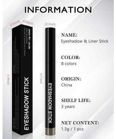 Cream Eyeshadow Stick Eyeliner Multi-Use Brightener Eyeshadow Pencil Waterproof Long Lasting Eye Shadow Stick Black Matte & Shimmer Finish Smooth Crease-proof Buildable Eyeshadow with Sharpener-08# - Buy Online on GoSupps.com