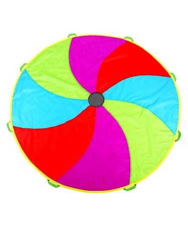 NARMAY Play Parachute for Kids Rotating Rainbow with 8 Handles - 6 Feet