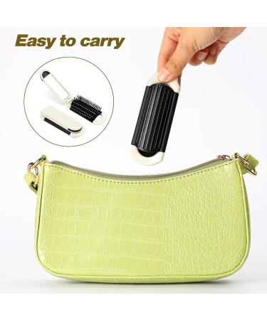 Buy Foldable Hairbrush with Mirror - Portable Mini Pocket Hair Styling Comb for Men Women & Girls | Travel-Friendly Hair Massage Brush in White - Buy Online on GoSupps.com