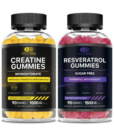 EFFECTIVE NUTRA Creatine Gummies & Resveratrol Gummies Bundle