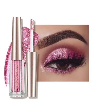 Anglicolor Diamond Glitter Liquid Eyeshadow  Glitter Eyeshadow  Lightweight Smooth  Shimmer Eyeshadow  Metals Gloss Sparkling Eyeliner Pen  Cosmetics Gift for Girls and Women 06 (Pink)