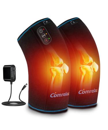 Knee Massager with Heat & Vibration Heated Knee Brace for Knee Pain Relief Heating Pad for Knee Joint Pain Leg Massager 3 Vibration Modes 3 Heat Levels AC Adapter Provide More Heat(No Battery)