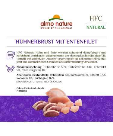 Almo Nature HFC Natural Chicken & Duck Cat Food - 24 Pack (55g each) - Premium Quality 100% Natural Ingredients - Buy Online on GoSupps.com