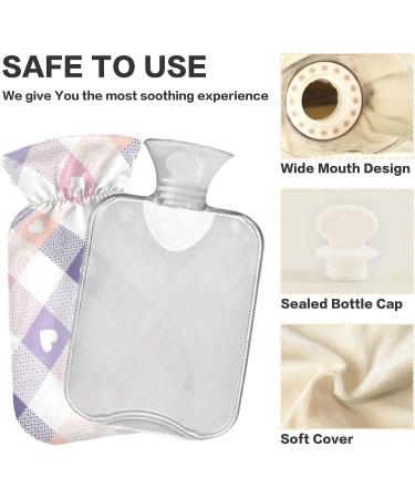 Naanle Hot Water Bottle | Valentine's Day Tartan Plaid | 1L Pain Relief for Back Hands & Feet | Warm & Cold Therapy - Buy Online on GoSupps.com