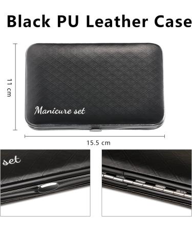 Manicure Set Professional Nail Clippers Kit Pedicure Care Tools 23pcs Stainless Steel Grooming Tools with Black PU Leather Case for Travel or Home (Black/Silver) - Buy Online on GoSupps.com