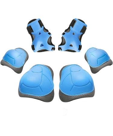 LEDIVO Knee Pads for Adult/Child Elbows Pads Wrist Guards 3 in 1 Protective Gear Set for Skateboarding Skate Inline Riding Scooter Roller Skater Blue1 Small