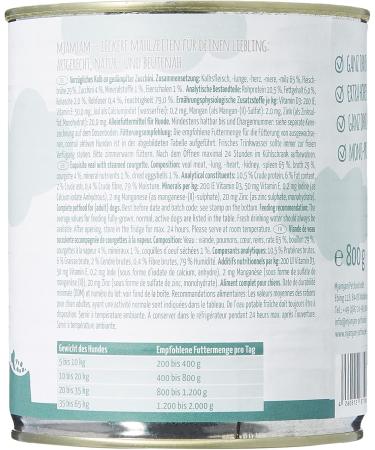 Mjamjam Premium Grain-Free Wet Dog Food - Excellent Calf with Zucchini (6 x 800g) - Extra Meat - 6-Pack - Buy Online on GoSupps.com