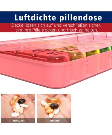 Doruimi 7-Day Pill Box - Large Compartment Medication Organizer with Easy Open Design for Kids and Seniors - Pink - Buy Online on GoSupps.com