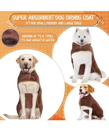 Extra Absorbent Microfiber Dog Bathrobe Towel - Fast Drying Hooded Coat for Large & Small Dogs - Adjustable Straps (Brown-L) - Buy Online on GoSupps.com