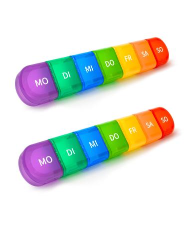 Tablet box 7 days 2 tablets pills 7 days 7 divisible compartments handy and moisture-resistant medication box for your hand or pocket to store medication rainbow & rainbow