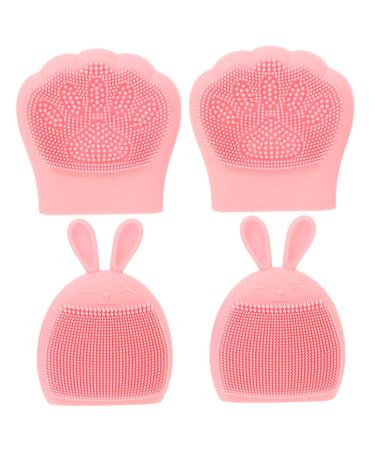 MERRYHAPY MERRYHAPY 4 Pieces Facial Cleansing Brush Rabbit Ears Facial Massager Facial Massager Body Cleanser Miss Cute Bear Paw Silica Gel
