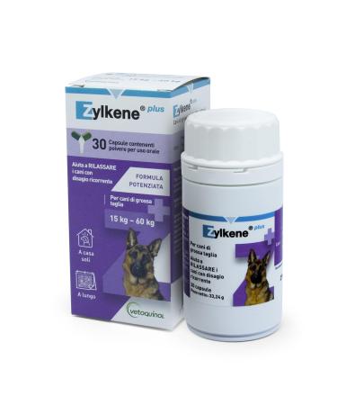 Zylkene Plus Complementary food | Dogs over 15 kg | Relaxing for recurring uncomfortable situations |, 30 Capsules of 450 mg