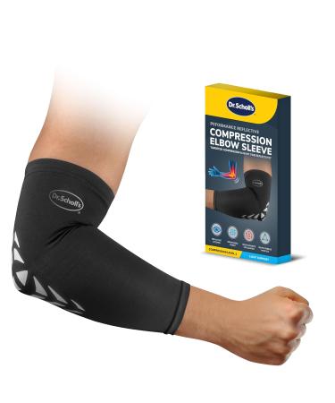 Dr. Scholl's Compression Elbow Sleeve for Pain Relief - Breathable Copper Infused Fabric (S/M) - All-Day Support for International Shipping - Buy Online on GoSupps.com