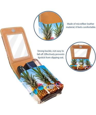 Travel Lipstick Organizer Case - Portable Makeup Bag with Mirror | Fun Pineapple Design for Beach Lovers - Buy Online on GoSupps.com