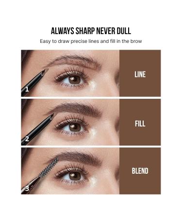 Kiss New York Professional Eyebrow Pencil - Dual-Sided Retractable Brow Definer D-Shape Design Cruelty-Free Silky Smooth Texture - Chocolate Brown - Buy Online on GoSupps.com