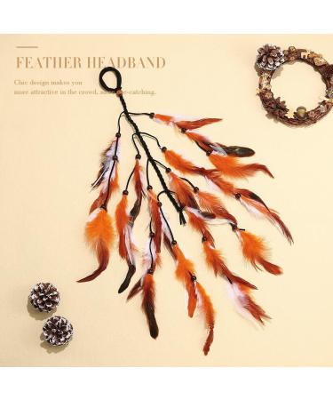 Zoestar Boho Feather Headband Indian Headpiece Vintage Hippie Hair Tie Festival Hair Jewelry Tribal Hair Accessories for Women and Girls (E) - Buy Online on GoSupps.com