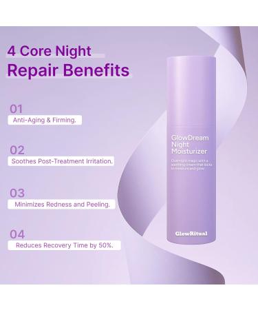 GlowRitual GlowDream Night Moisturizer Hydrating & Soothing Facial Night Cream with Ceramide Squalane & Hyaluronic Acid to Support Skin Barrier Firming & Radiance for All Skin Types 2 Pack 1.06 Fl Oz (Pack of 2) - Buy Online on GoSupps.com