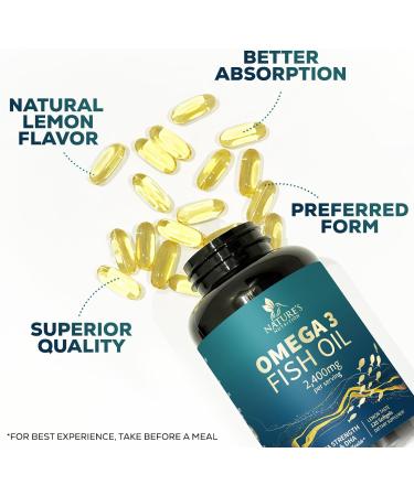 Nature's Nutrition Omega 3 Fish Oil 2400 Mg  - Lemon  - Buy Online on GoSupps.com