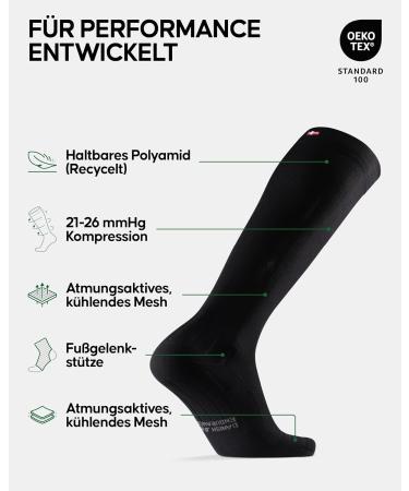 Danish Endurance Compression Stockings & Sports Socks | 21-26 mmHg Support Stockings for Men & Women | Thrombosis Socks in Black (Size 43-47) - Buy Online on GoSupps.com