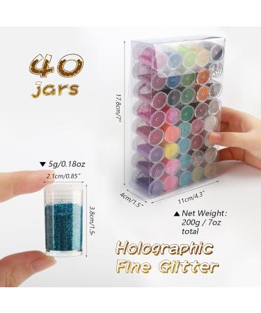 40 Colors Holographic Glitter for Crafting - Fine Body & Face Glitter Nail Art Soap & Candle Making - Sparkling Sequin Shimmer for Resin Accessories & 5G Bottles - Buy Online on GoSupps.com