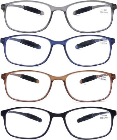Blue Light Blocking Computer Reading Glasses | Flexible TR90 Frames | Anti Glare for Men & Women | Lightweight & Comfortable | +2.0 | 4 Pack - Buy Online on GoSupps.com