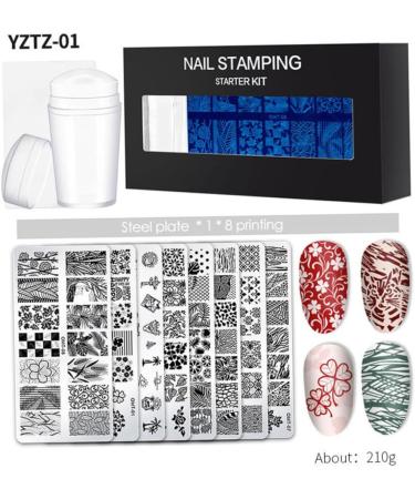 Nail Art Stamping Kit Flowers Nail Template Plates Manicure Stamper with Scraper Style1 nail art stamper - Buy Online on GoSupps.com