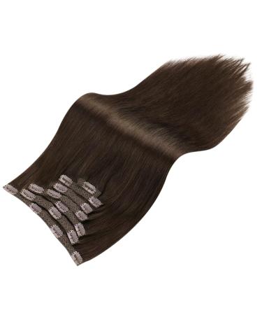 Moresoo Clip In Extensions - Dark Brown Remy Hair 40cm 120g 7 Pieces - Real Human Hair Clip Extensions #4 - Buy Online on GoSupps.com