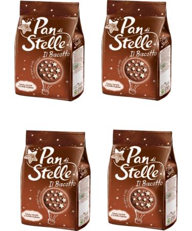 Mulino Bianco: "Pan di Stelle" biscuit with cocoa , hazelnuts and many magical starlets of icing - 12.34 Oz (350g) Pack of 4  Italian Import