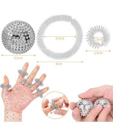 Roinaaid Hedgehog Ball Set - 2 Metal Acupressure Rings & 5 Magnetic Bracelets for Stress Relief & Massage - International Shipping Available - Buy Online on GoSupps.com