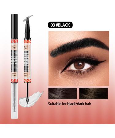 Mimoqk Microblading Eyebrow PenMicroblading Eyebrow Pencil Waterproof Double Ended Waterproof Eyebrow Pencil with Tinted Gel 4 Fork Tips Natural Brows eyebrow pen to 3BLACK eyebrows - Buy Online on GoSupps.com