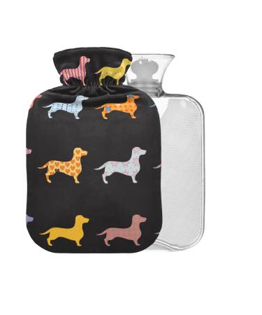 Hot Water Bottle for Dogs Dachshund with Cover 1L Small Hot Water Bag for Pain Relief Hot and Cold Compress BPA Free